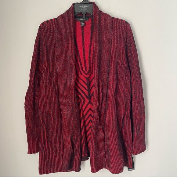 Style & Co. Women’s Open Front Draped Front Red Thick Knit Cardigan size L - Picture 1 of 3